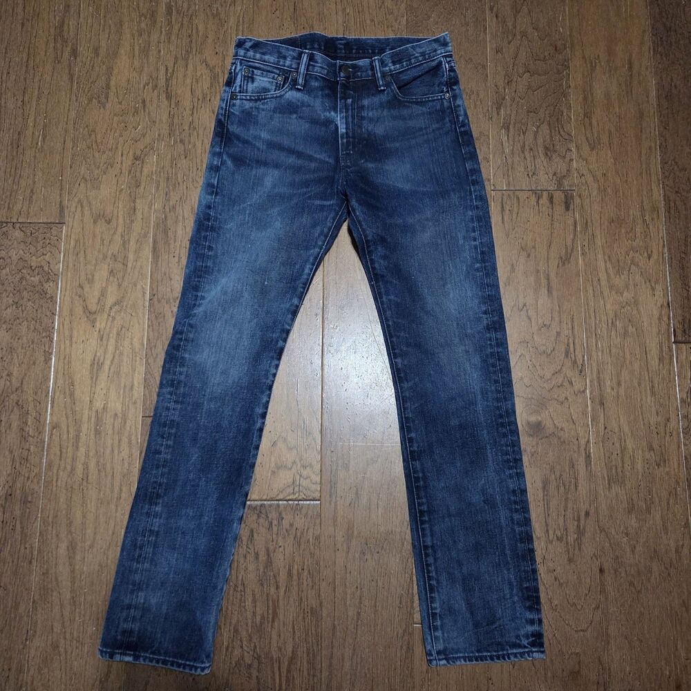 Levis 513 Jeans Mens 30x32 Blue Slim Straight Medium Wash Denim Casual Whiskered